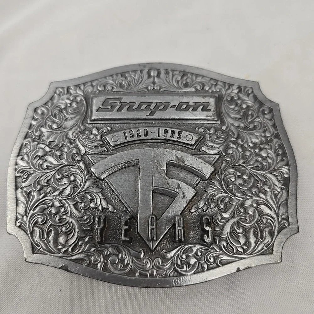 Buckle Snap-on Tools 75th Anni Vintage Mens Limited Ed. Pewter Coll. 3-2/8×2-5/8
